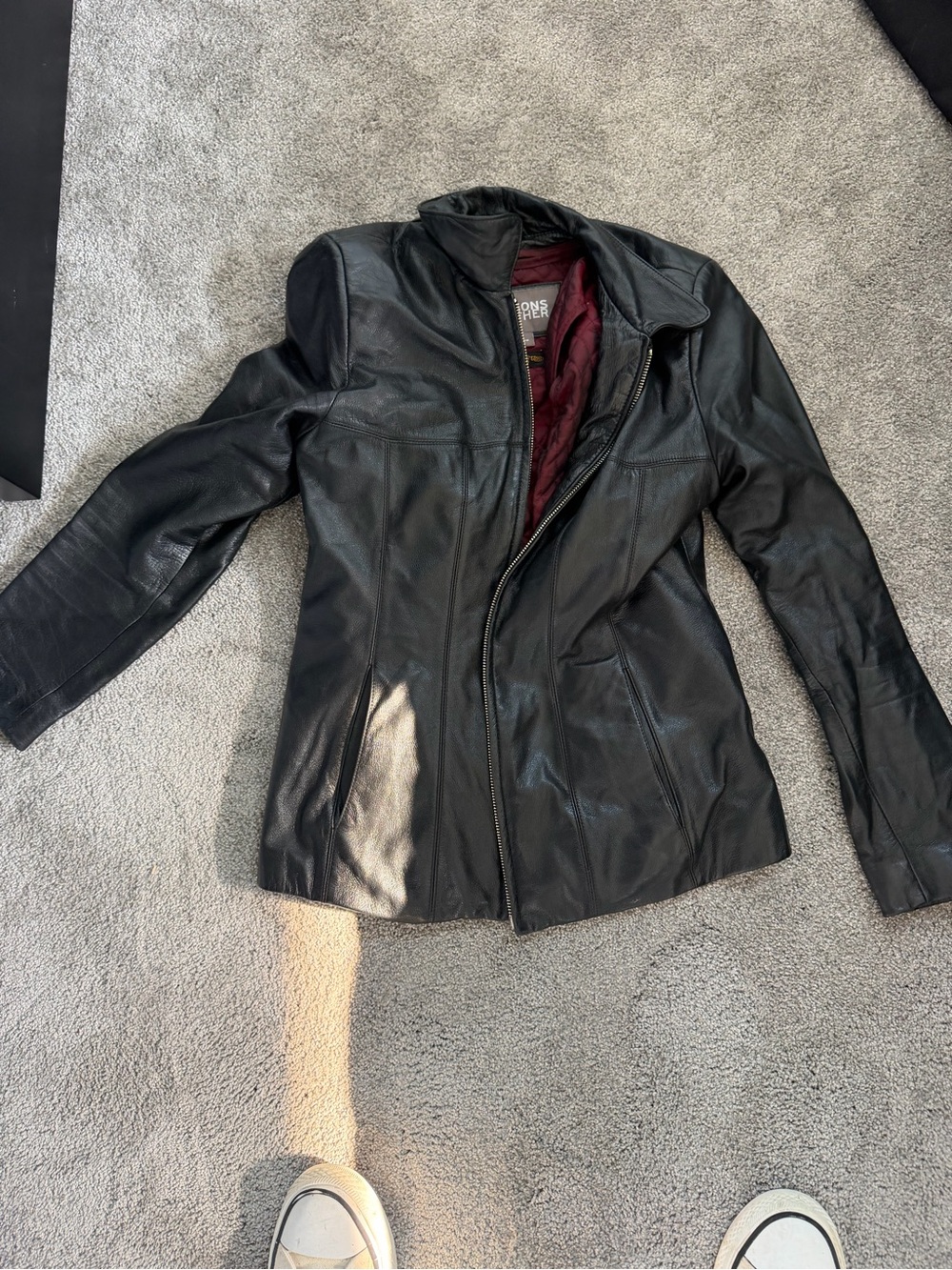Wilson’s Leather Womens Black Leather Zip-Front Jacket